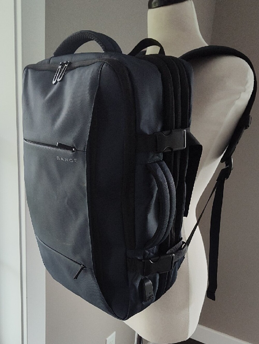 Bange Navy Weather Resistant Travel Backpack for Men With Security Features